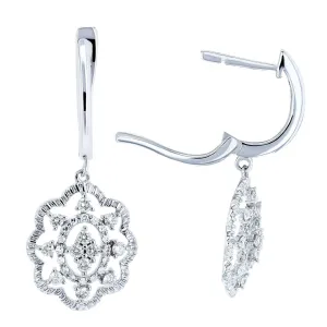 Diamond Floral Latch Back Drop Earrings 2/5 CTW 10k White Gold