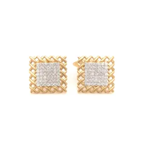 Diamond Pavé Gold Weave Cufflinks