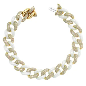 DIAMOND PAVE & WHITE CERAMIC ESSENTIAL LINK BRACELET