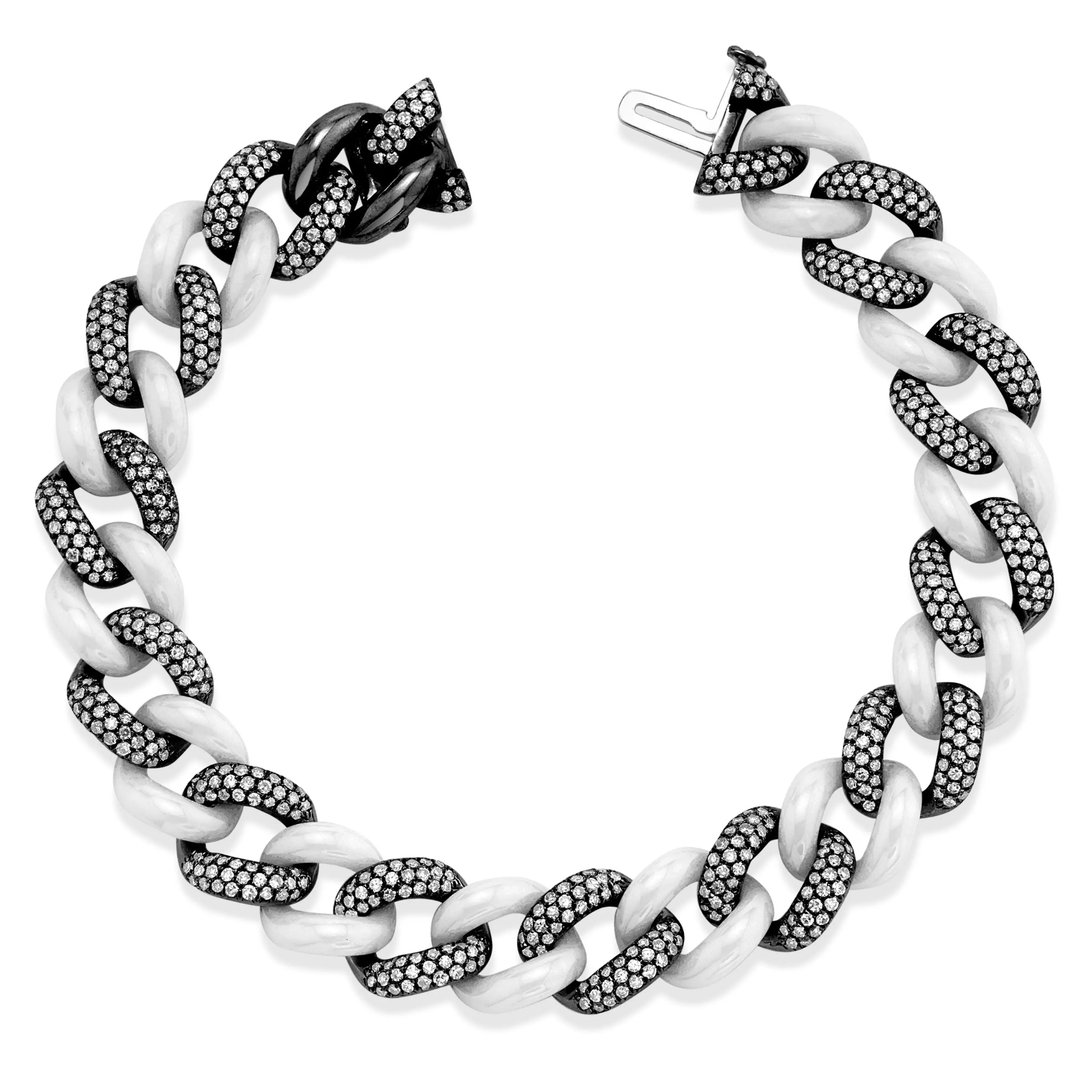 DIAMOND PAVE & WHITE CERAMIC ESSENTIAL LINK BRACELET