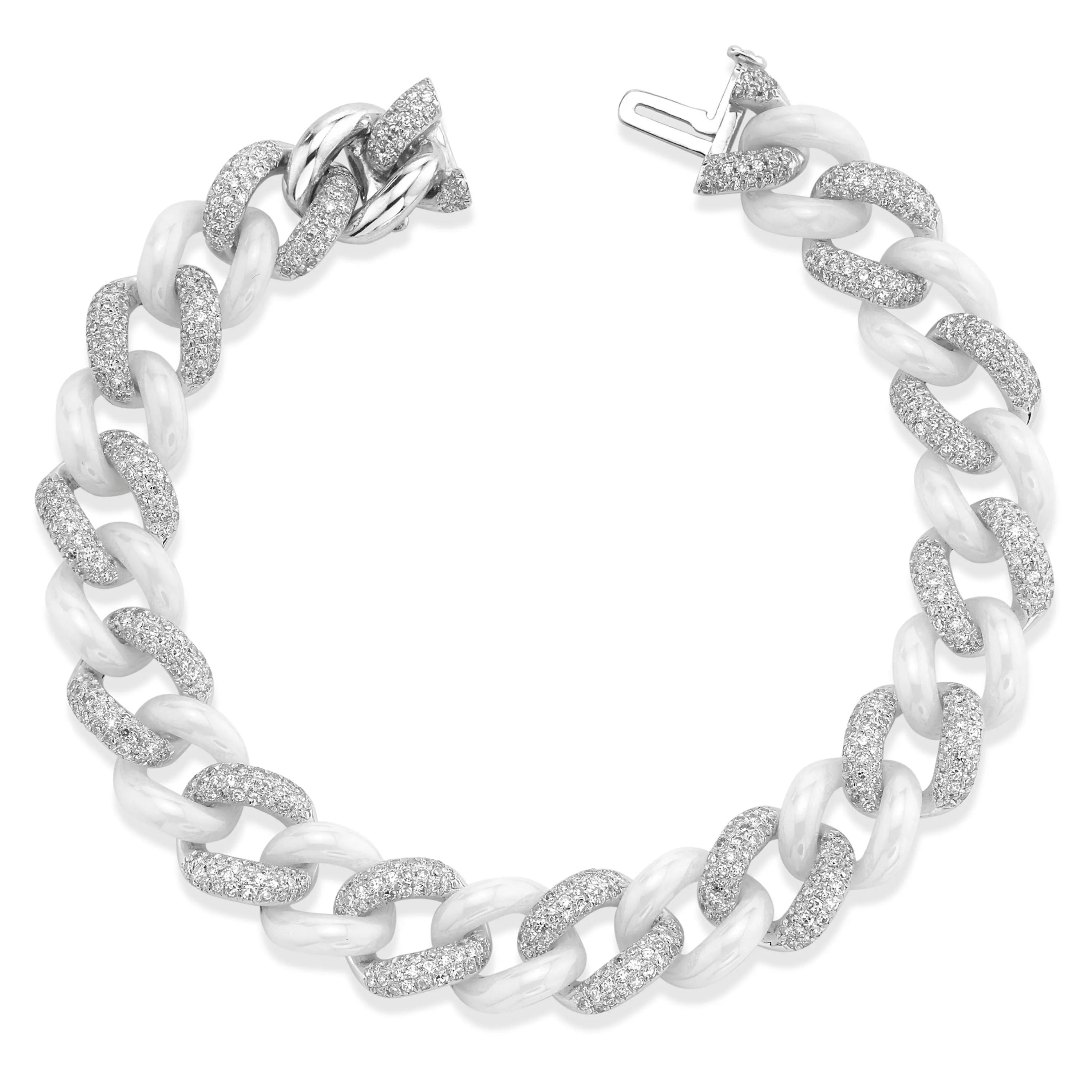 DIAMOND PAVE & WHITE CERAMIC ESSENTIAL LINK BRACELET