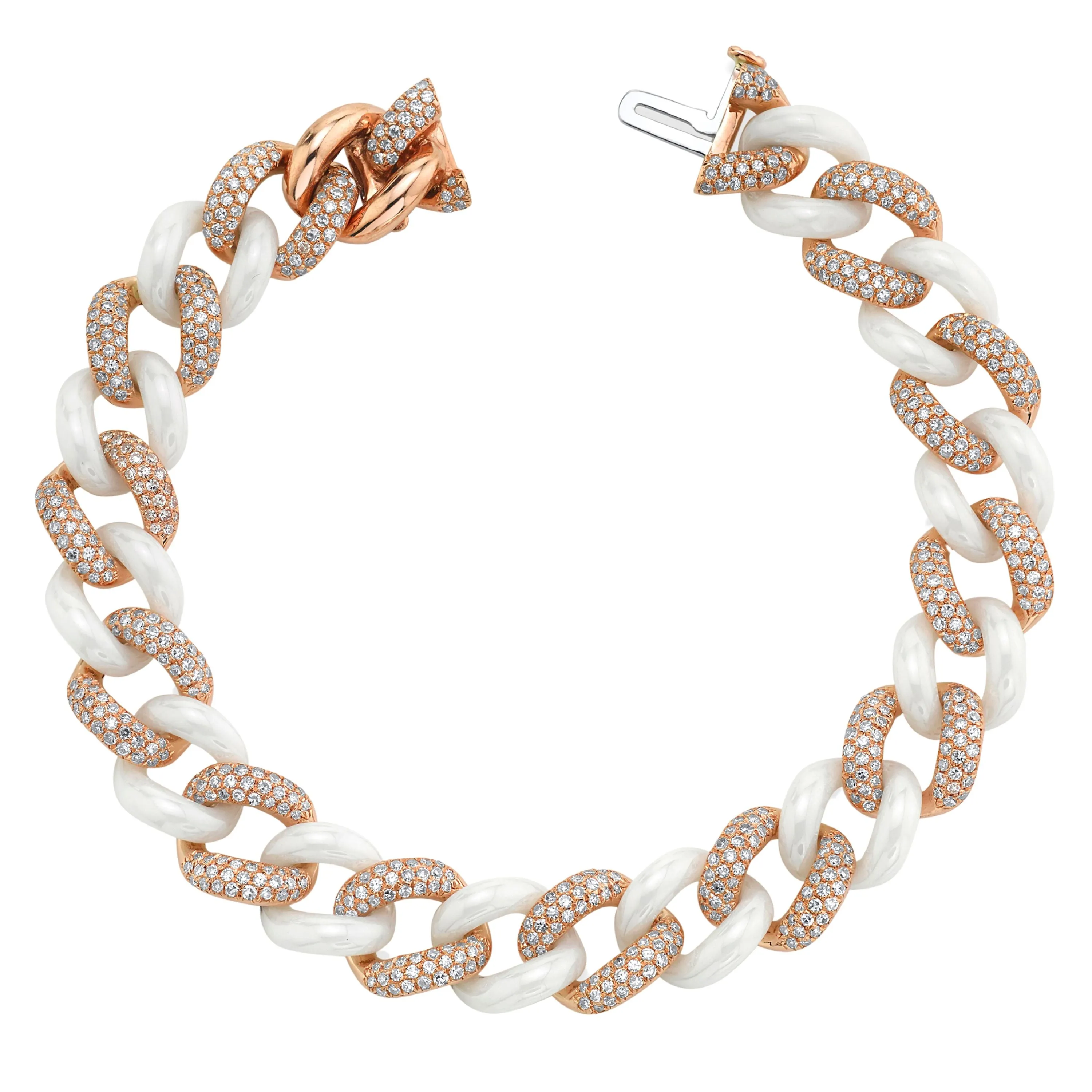 DIAMOND PAVE & WHITE CERAMIC ESSENTIAL LINK BRACELET