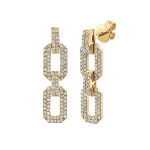 DIAMOND PAVE FLAT GEO LINK EARRINGS