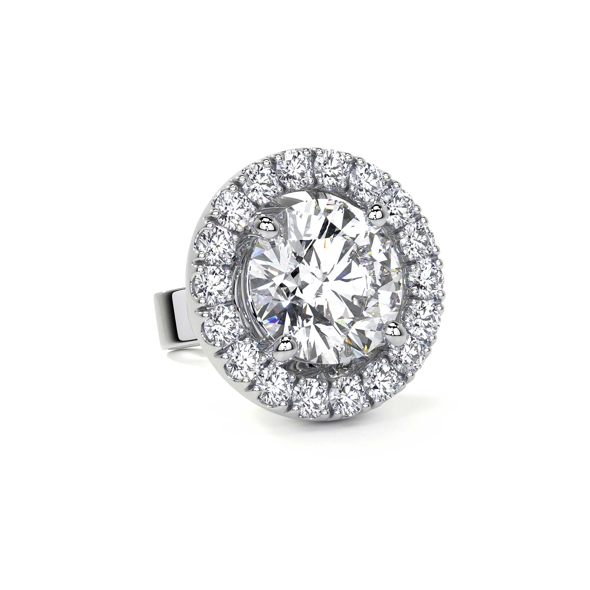 Diamond Studs with Halo, 1.00 CT Each