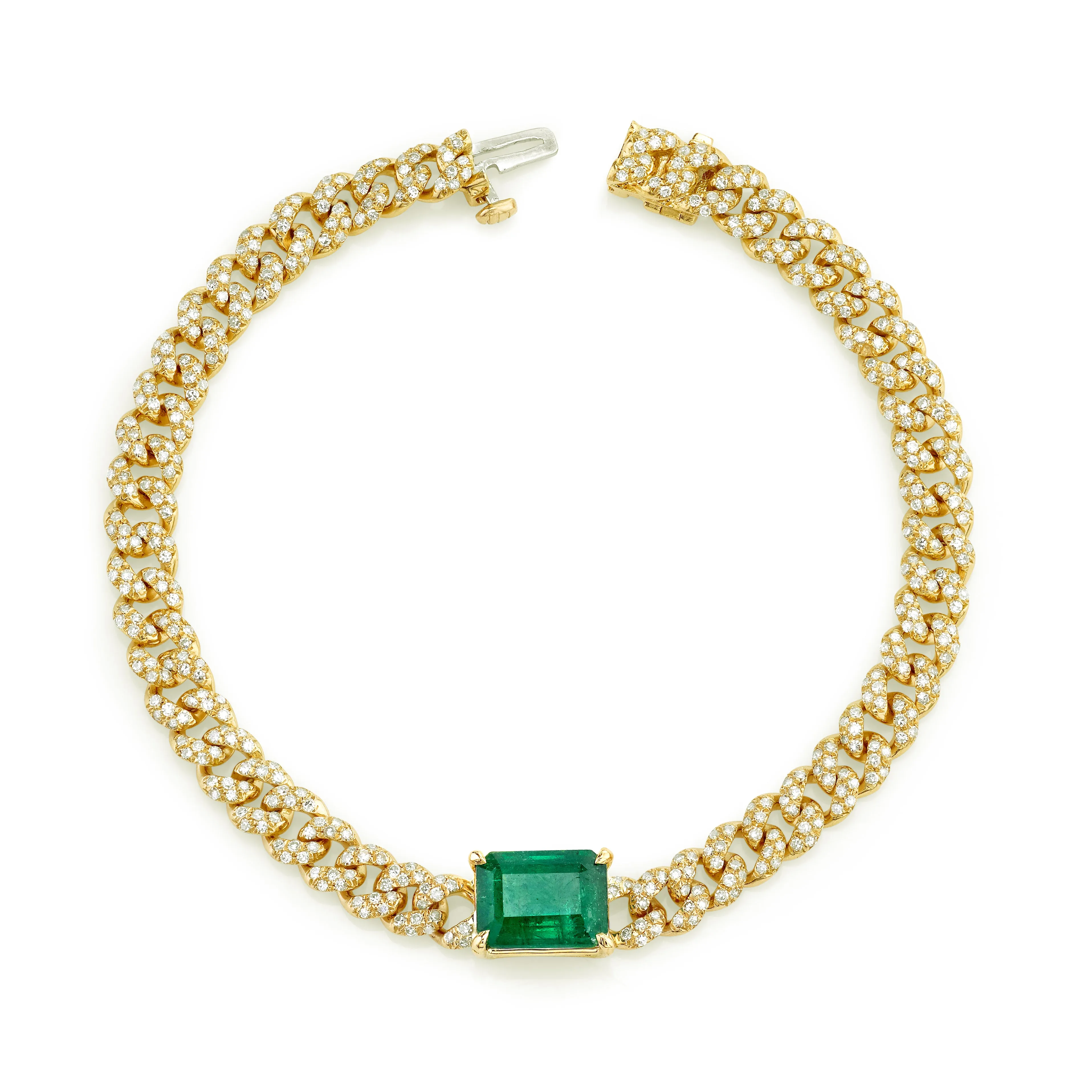 EMERALD CENTER PAVE MINI LINK BRACELET