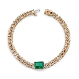 EMERALD CENTER PAVE MINI LINK BRACELET