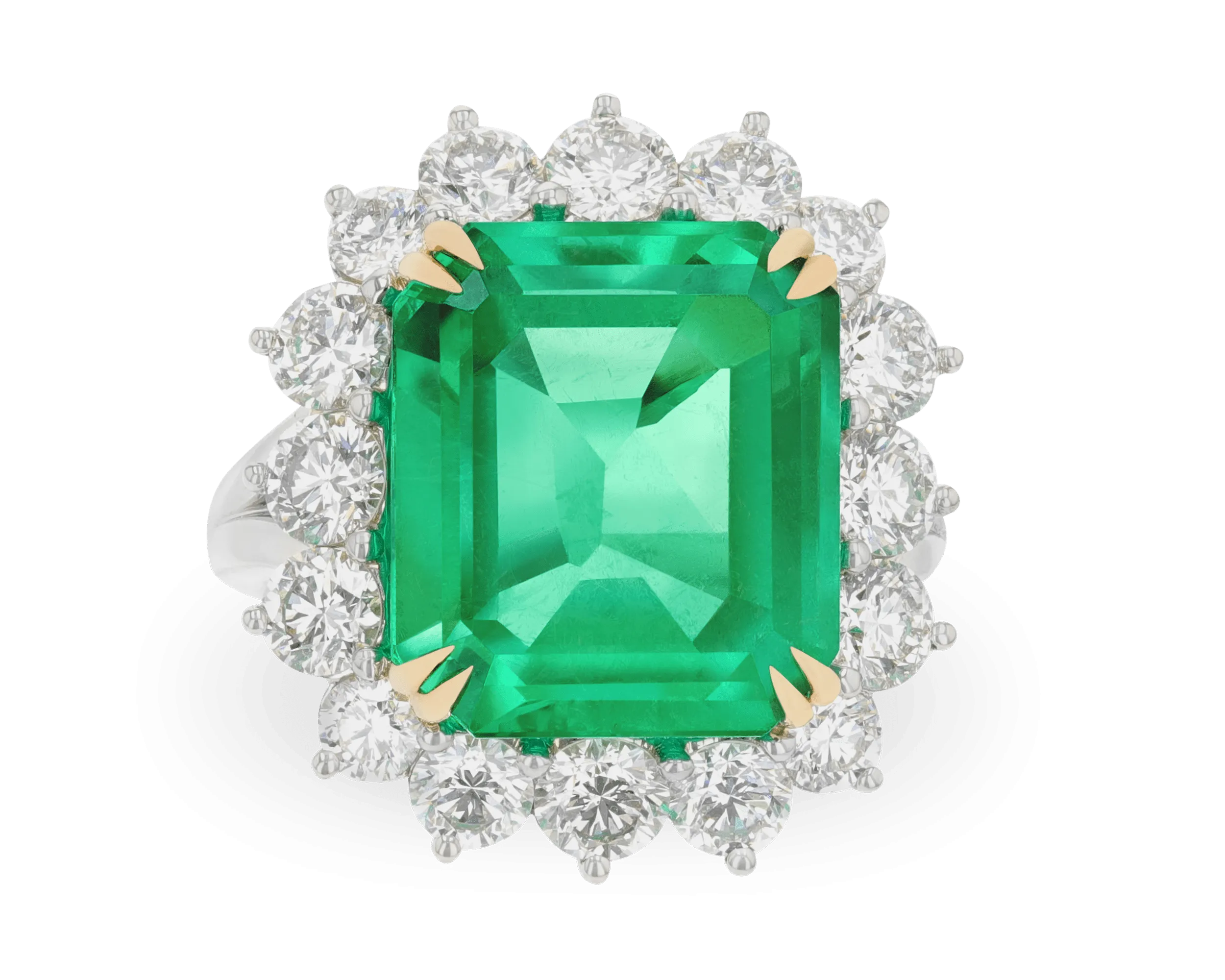 Emerald-Cut Colombian Emerald and Diamond Ring