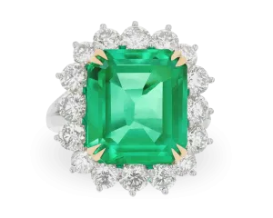 Emerald-Cut Colombian Emerald and Diamond Ring