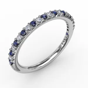 Fana 14K White Gold Alternating Diamond and Sapphire Band