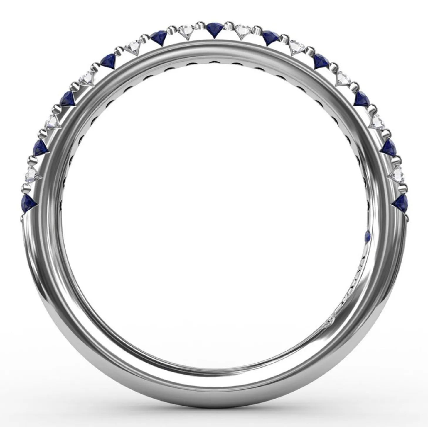 Fana 14K White Gold Alternating Diamond and Sapphire Band