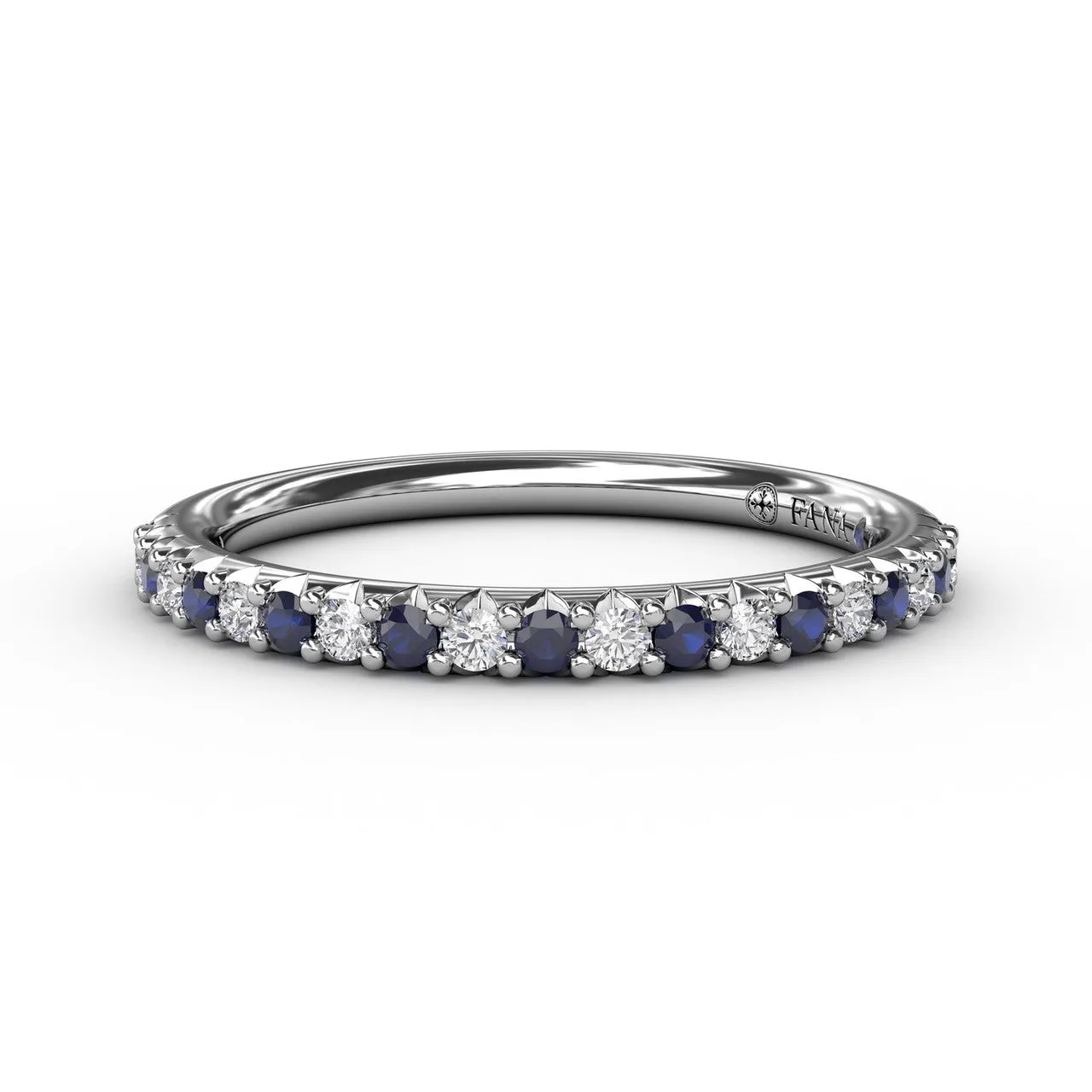 Fana 14K White Gold Alternating Diamond and Sapphire Band