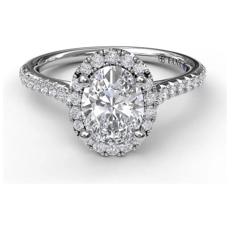 Fana 14K White Gold and Diamond Classic Oval Halo Engagement Ring