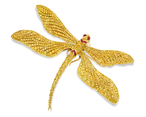 Fancy Vivid Yellow Diamond Dragonfly Brooch