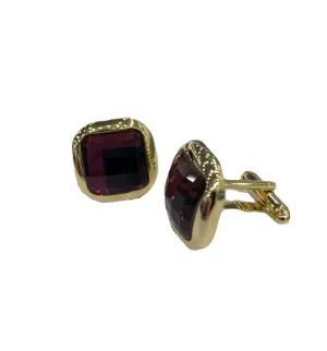 Fratello Cufflinks - Gold Tone & Purple Mirror Mosaic CL17