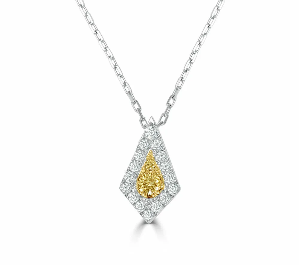 Frederic Sage White & Yellow Gold Kite Shaped Firenze Diamiond Necklace