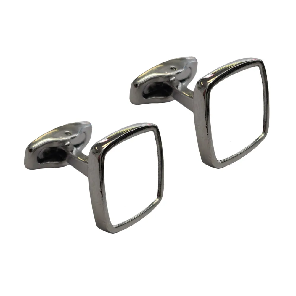 FULL CARTON - 50 Pairs x Cufflinks - Premier Range - Chrome - Curved Square