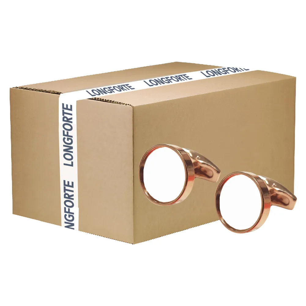 FULL CARTON - 50 Pairs x Cufflinks - Premier Range - Rose Gold - Round