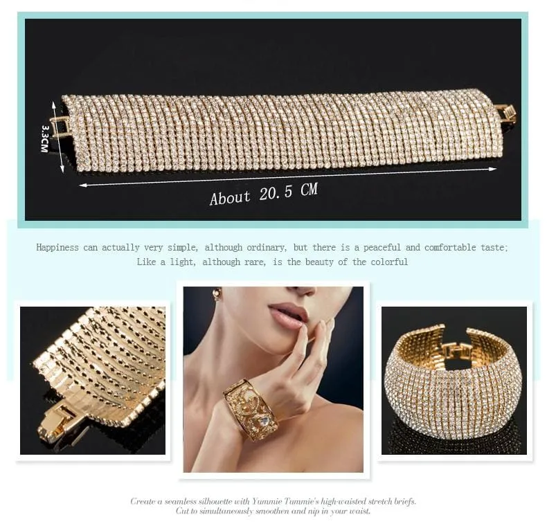 Full Rhinestone Luxury Classic Crystal Pave Link Bracelet