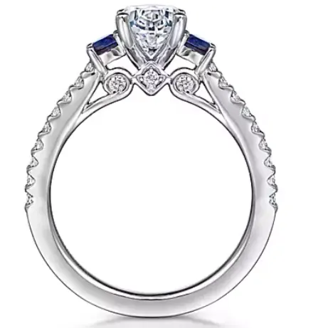 Gabriel 14K White Gold "Chantal" Sapphire Three Stone Engagement Ring