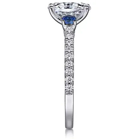 Gabriel 14K White Gold "Chantal" Sapphire Three Stone Engagement Ring