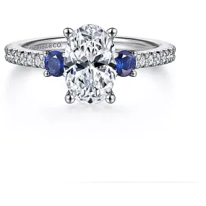 Gabriel 14K White Gold "Chantal" Sapphire Three Stone Engagement Ring