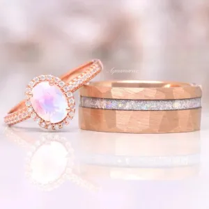 Galaxy Rainbow Moonstone Couples Ring