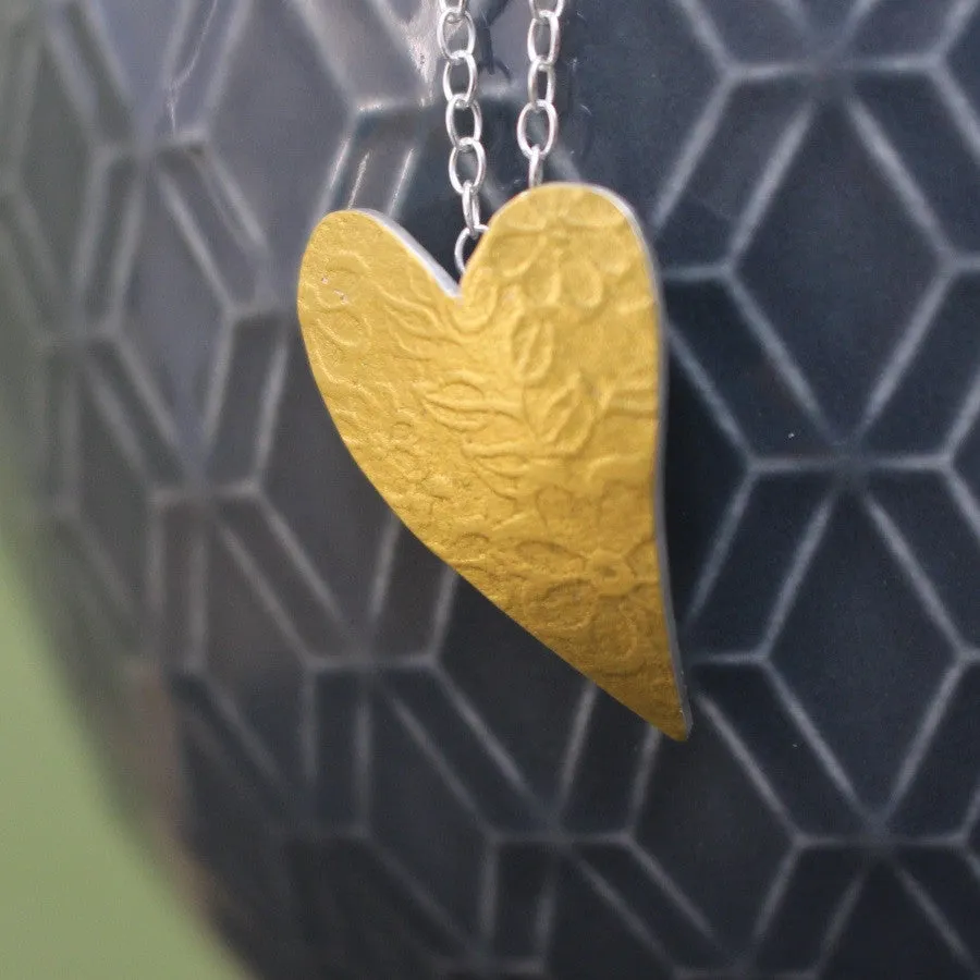 Golden Blossom Heart Pendant