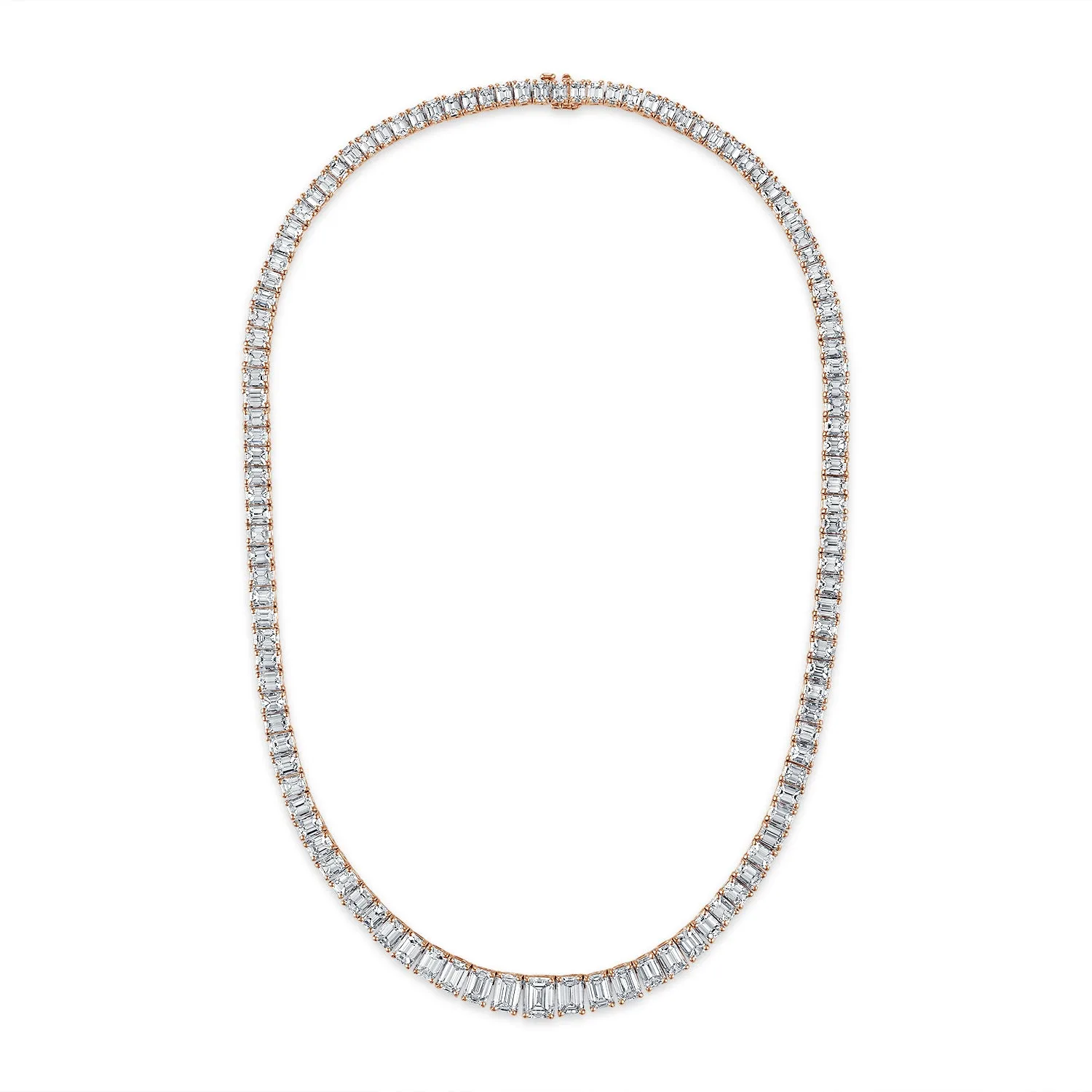 Graduated Emerald Cut Tennis Necklace