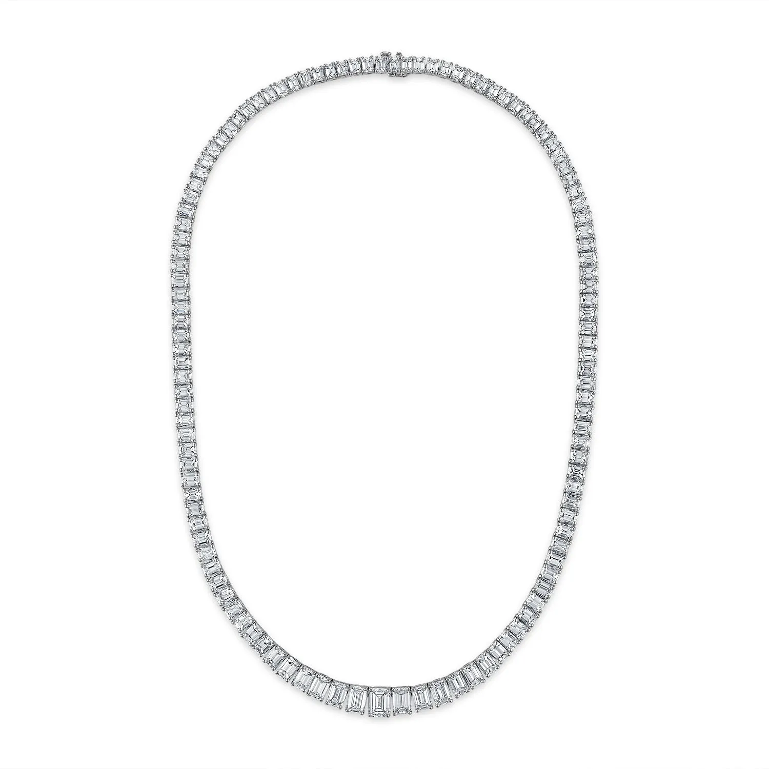 Graduated Emerald Cut Tennis Necklace