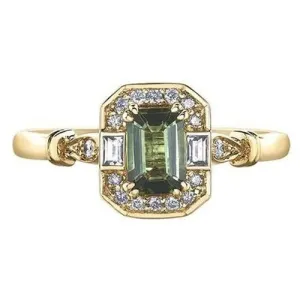 Green Tourmaline Antique Style Ring