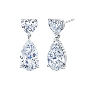 Heart and Pear Shapes Diamond Drop Earrings