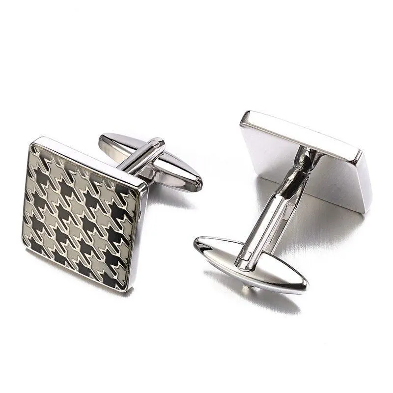 Houndstooth Square Enamel Cufflinks