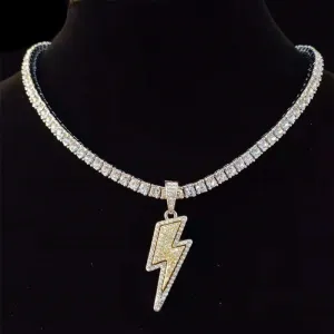 Iced Out Lightning Pendant Necklace