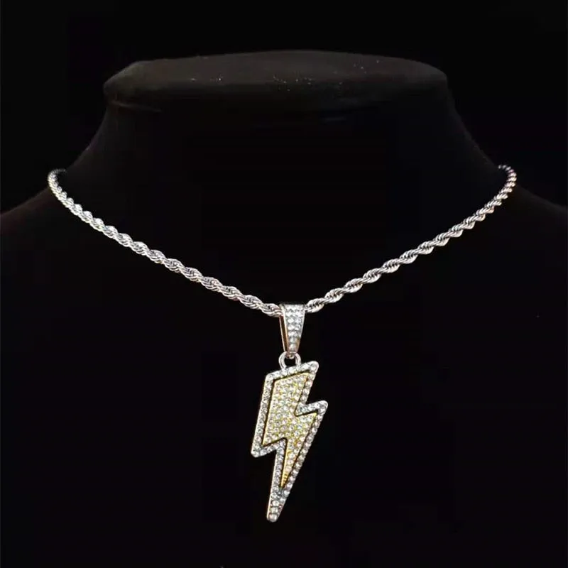 Iced Out Lightning Pendant Necklace