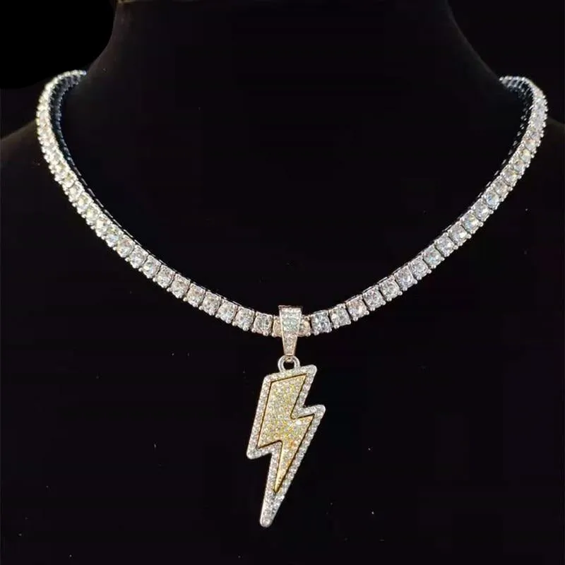 Iced Out Lightning Pendant Necklace