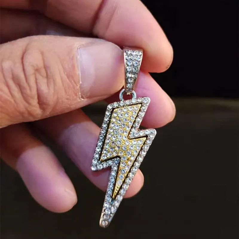 Iced Out Lightning Pendant Necklace