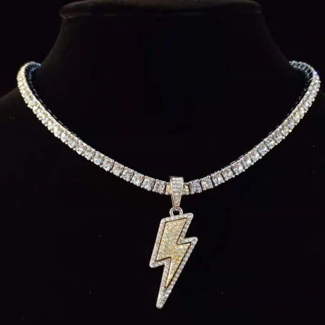 Iced Out Lightning Pendant Necklace