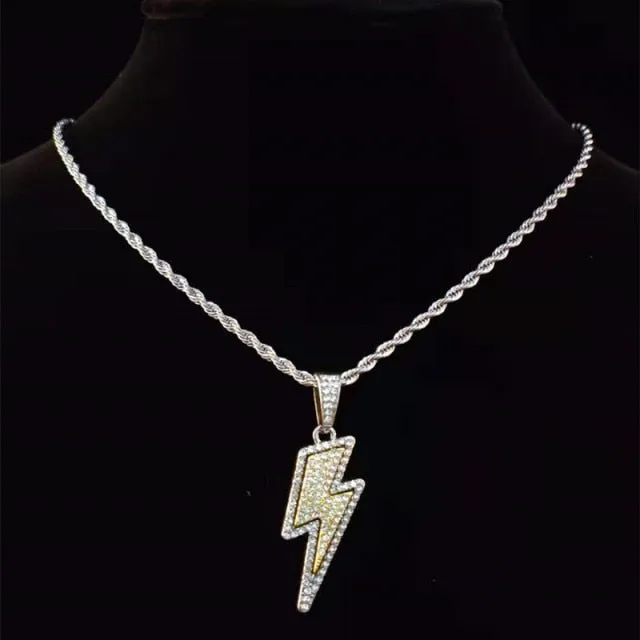 Iced Out Lightning Pendant Necklace