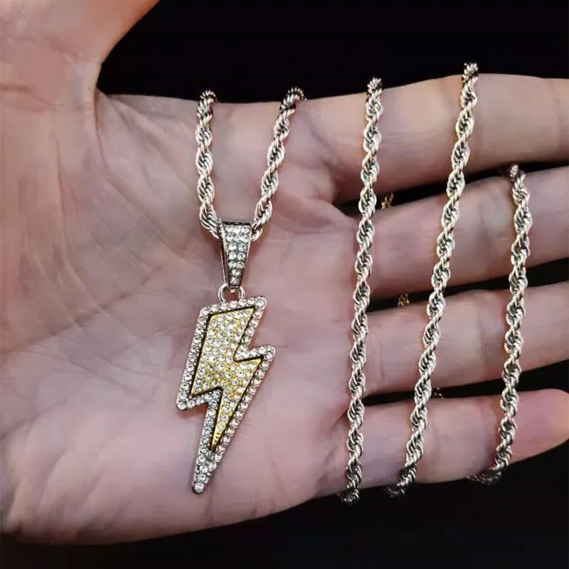 Iced Out Lightning Pendant Necklace