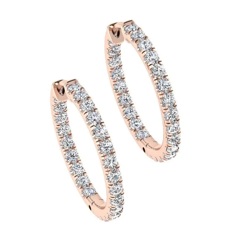 Inside Outside Diamond Hoop Earrings 18K Gold (4.40 ct. tw)