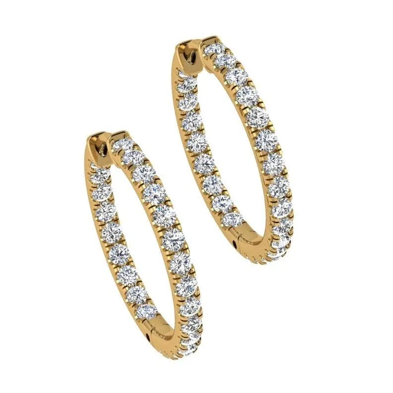 Inside Outside Diamond Hoop Earrings 18K Gold (4.40 ct. tw)