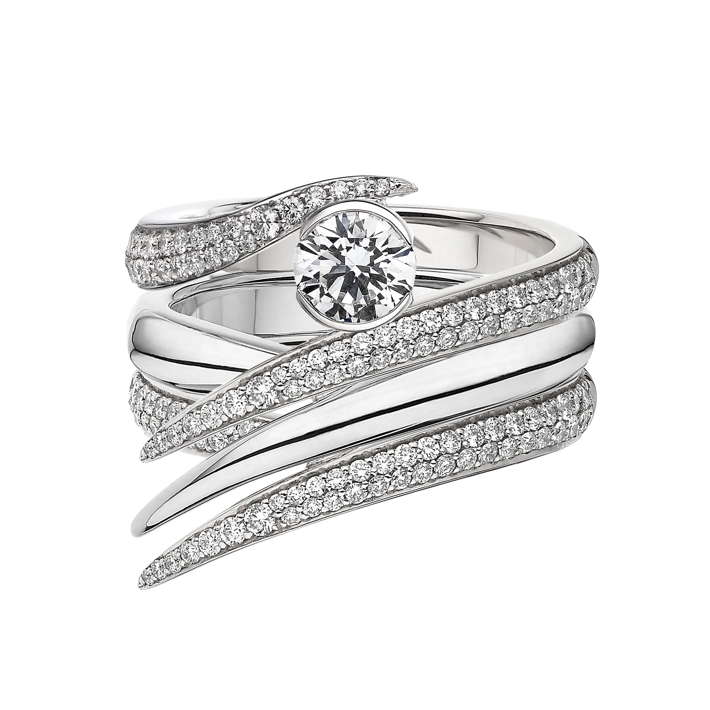 Interlocking Solitaire50 Engagement Ring - 18ct White Gold & 0.99ct Diamond