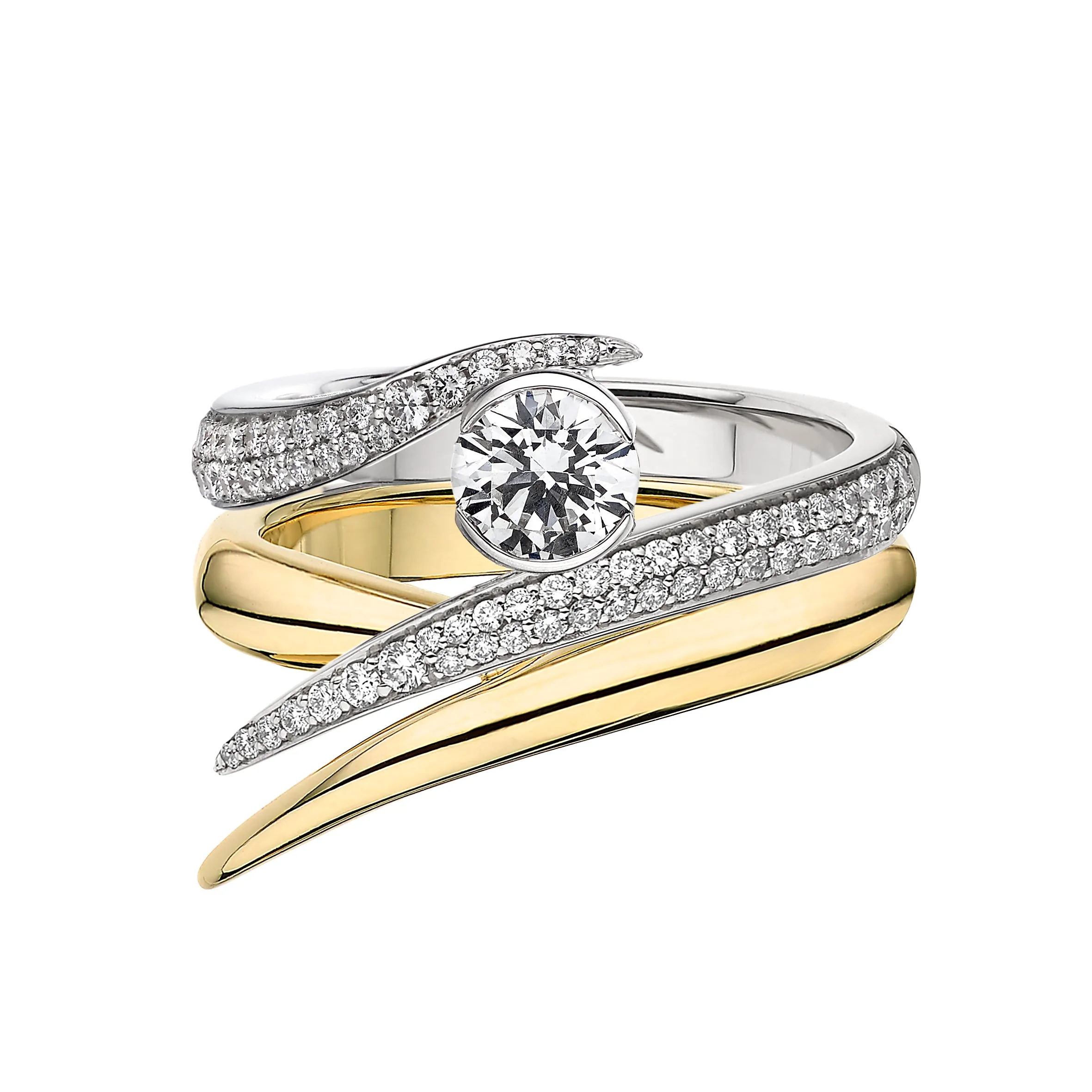 Interlocking Solitaire50 Engagement Ring - 18ct White Gold & 0.99ct Diamond