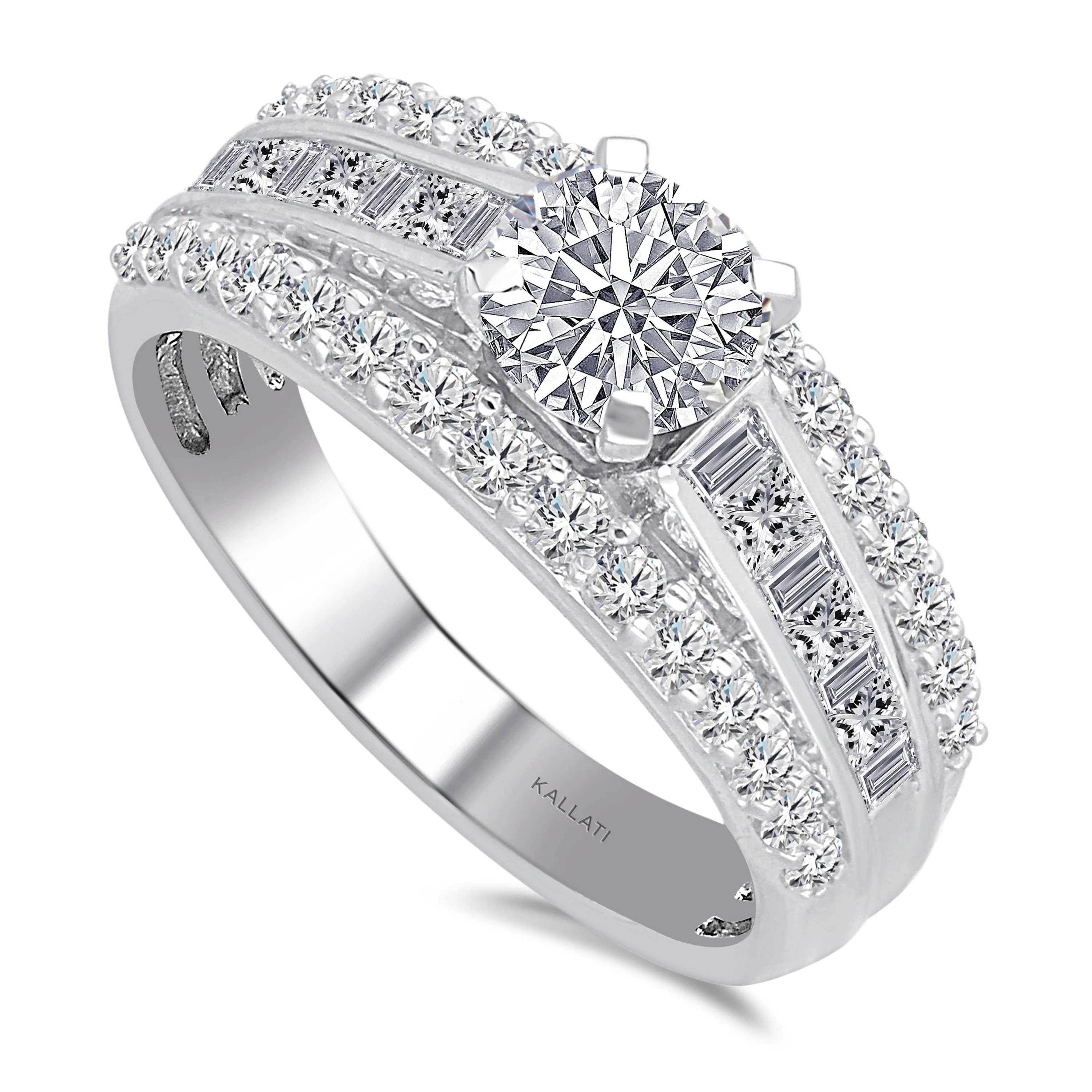 Kallati Legendary Round  Diamond Engagement Ring in 14K White Gold