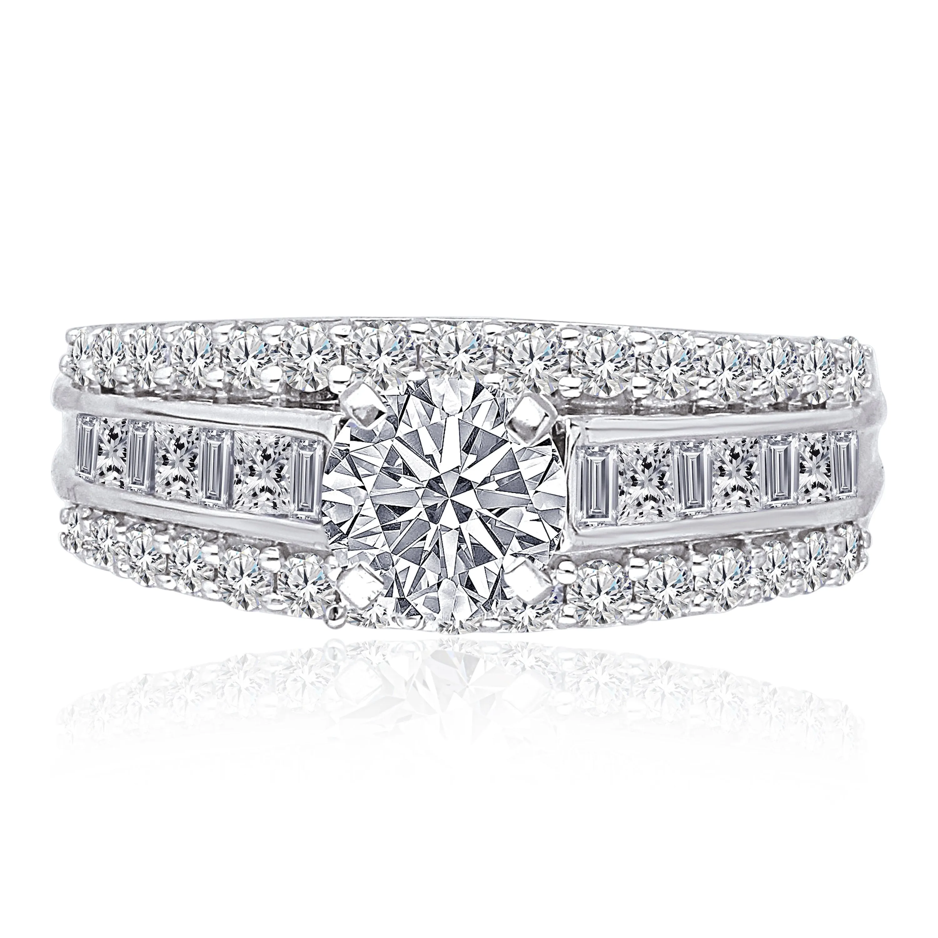 Kallati Legendary Round  Diamond Engagement Ring in 14K White Gold