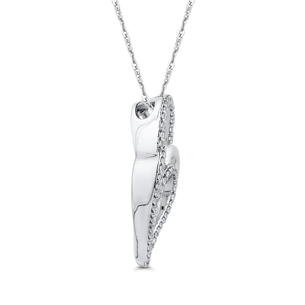 KATARINA Double Heart Diamond Pendant Necklace (1/4 cttw)