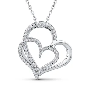 KATARINA Double Heart Diamond Pendant Necklace (1/4 cttw)