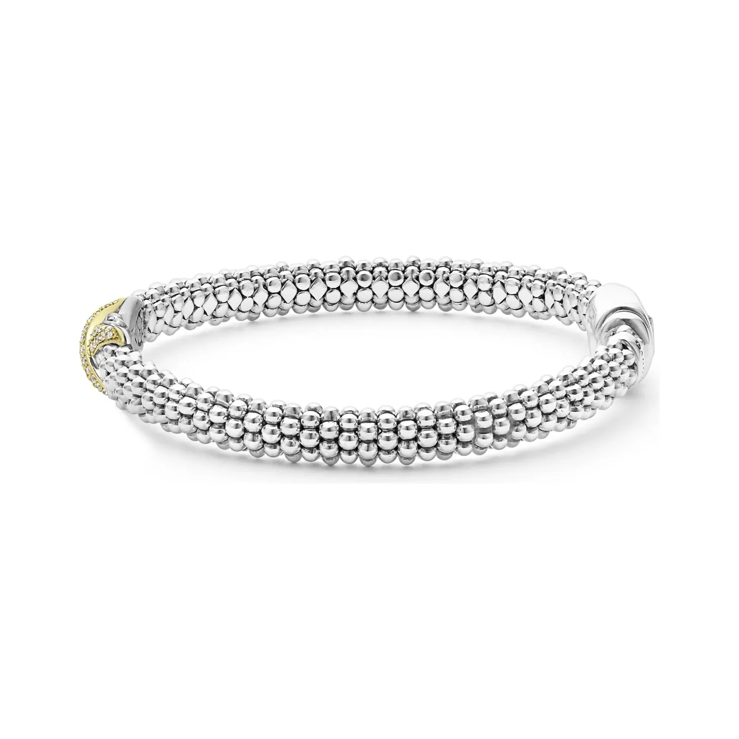 Lagos 18K and Sterling Silver Embrace Small Diamond Bracelet