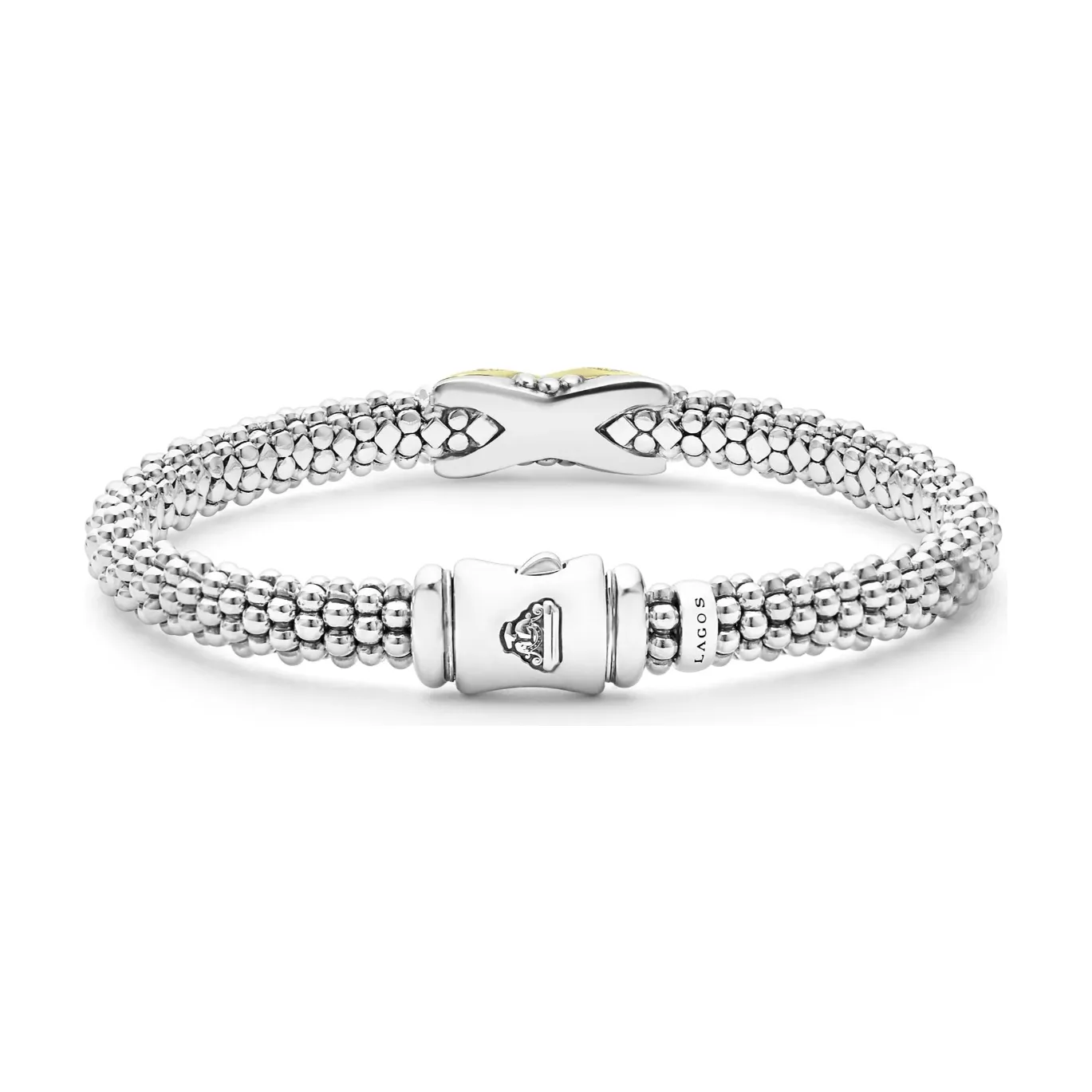 Lagos 18K and Sterling Silver Embrace Small Diamond Bracelet