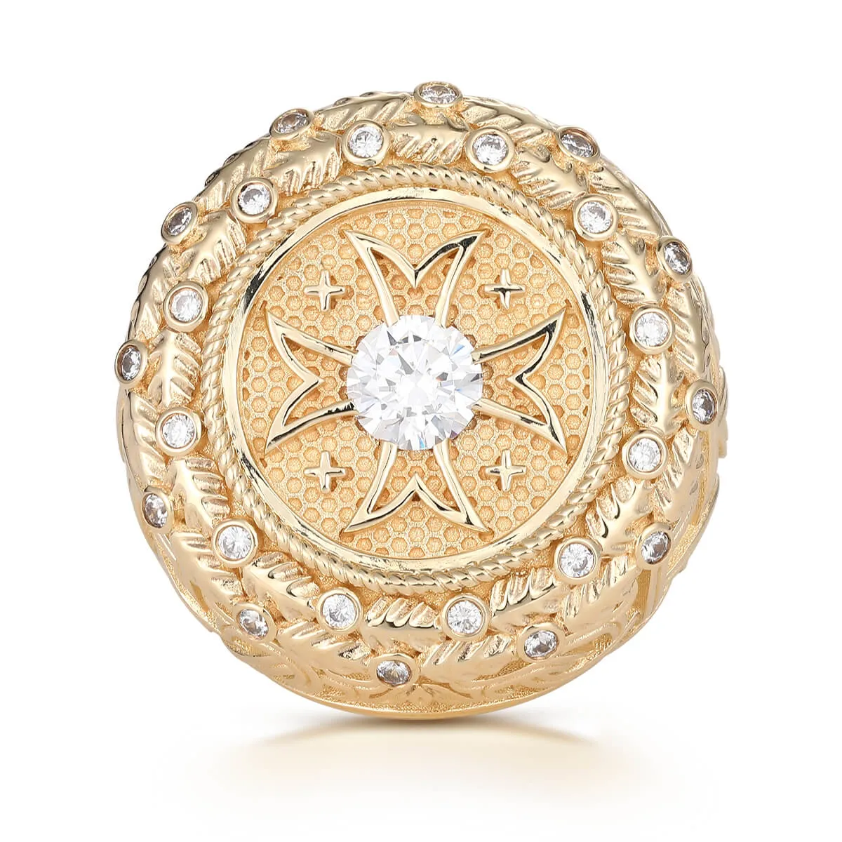 Large Maltese Cross Ring With Diamonds